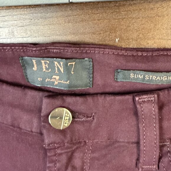 7 For All Mankind Jen 7 Jeans Women Size 8 Slim Straight Leg Mid Rise Plum Denim - Picture 3 of 13